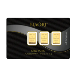 Lingotto d'oro 24KT oro 999,9 Naori idea regalo 3 lingotti da 1 grammo A3
