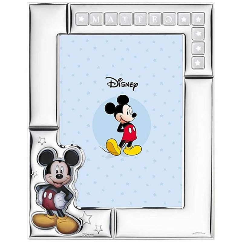 Disney Topolino Cornice Portafoto Laminato in Argento con nome personalizzabile COD: D380 4LC