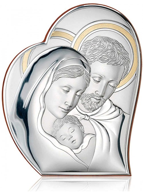 Valenti&Co  Icona Sacra Famiglia in Argento Laminato Dettagli Dorati
